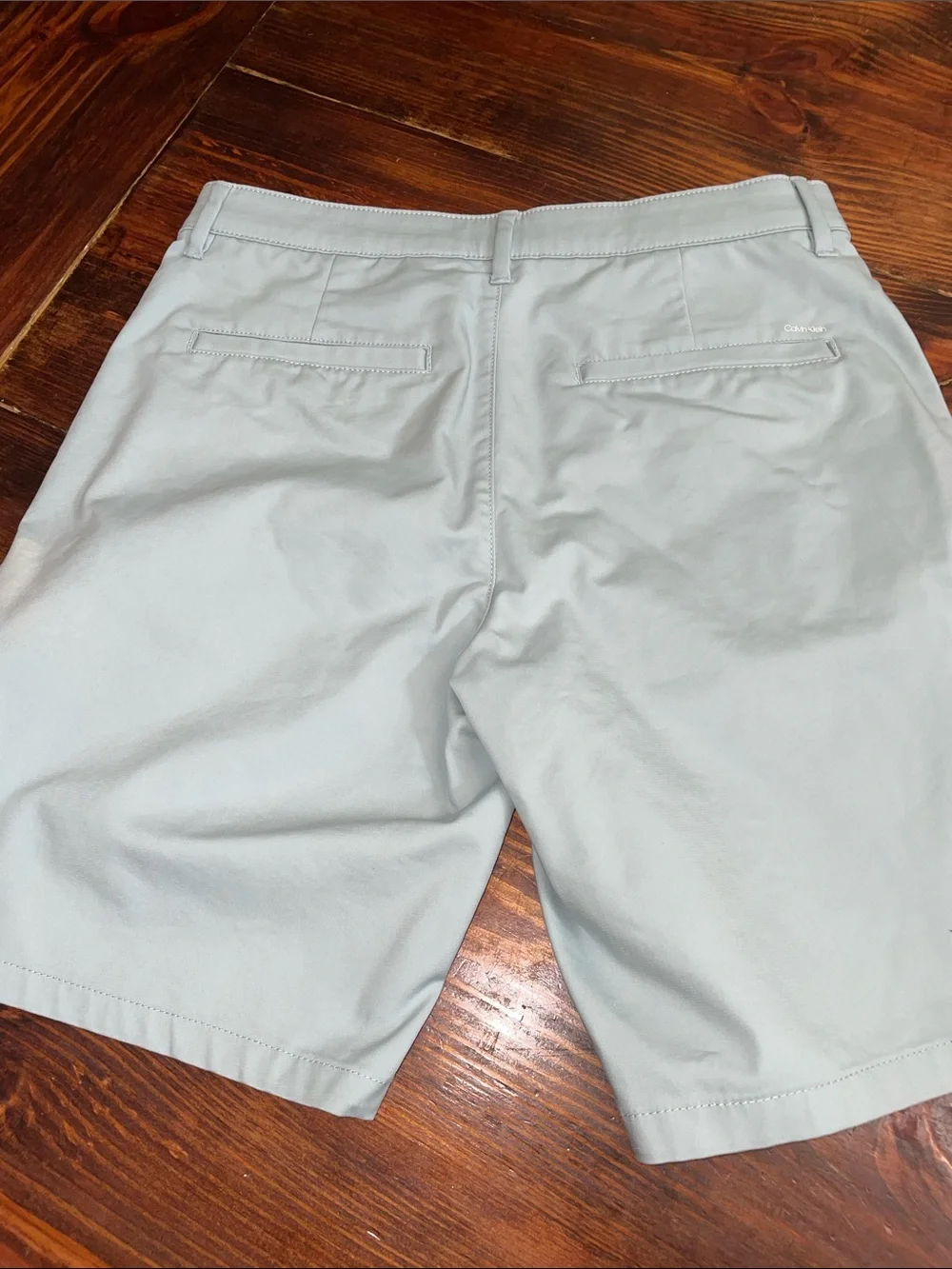 Calvin Klein Light Green Flat-Front Chino Shorts